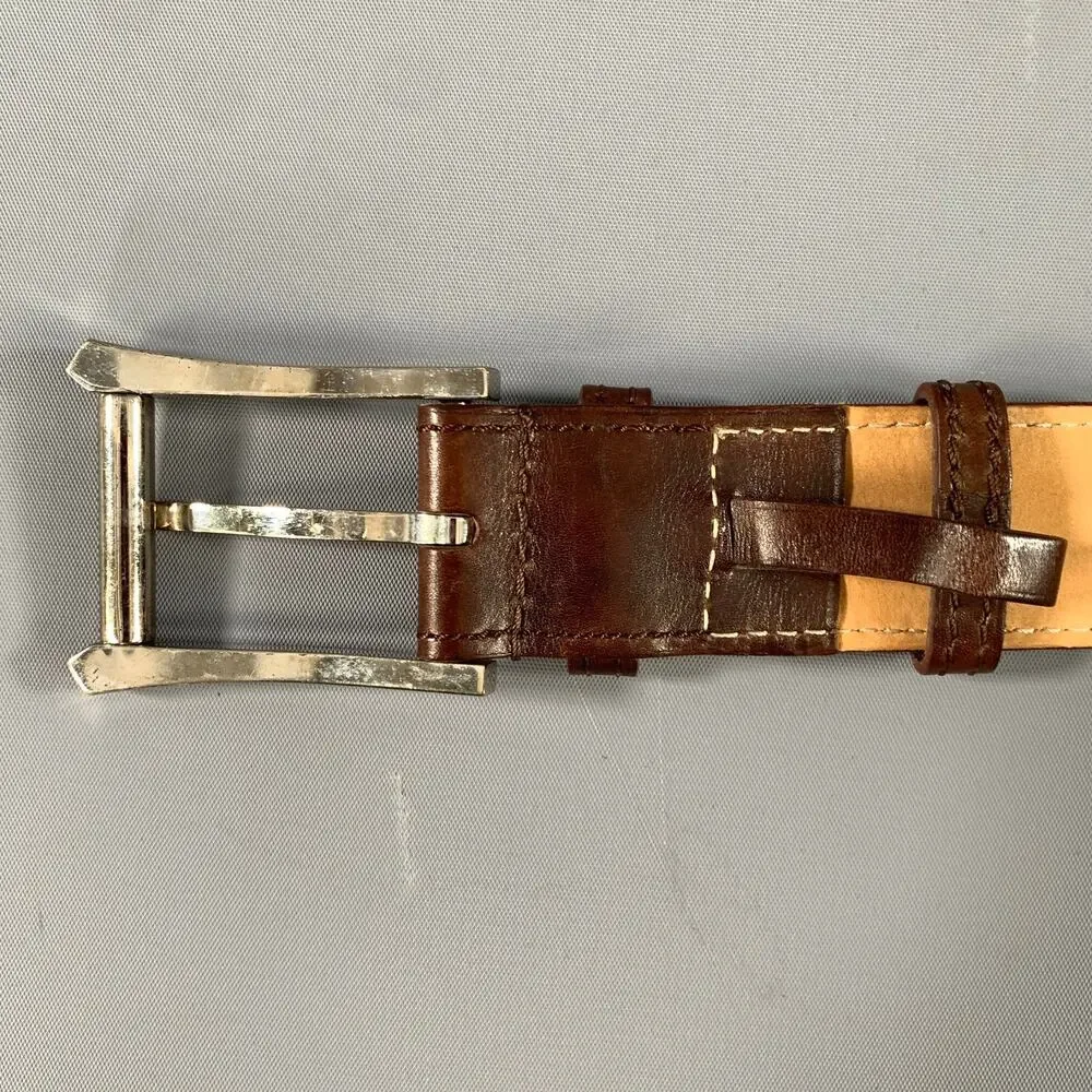 JOHN LOBB Size 42 Brown Crackled Leather Belt